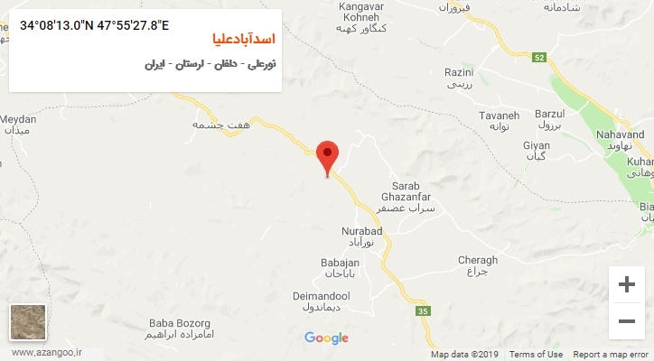 روستای اسدآبادعلیا بر روی نقشه