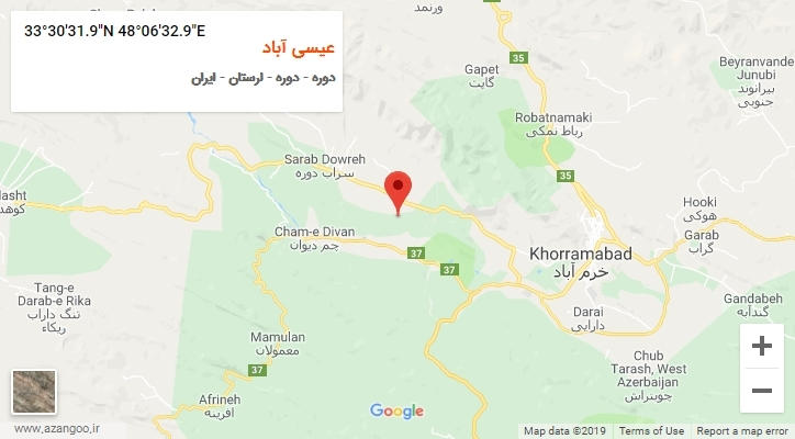 روستای عیسی آباد بر روی نقشه