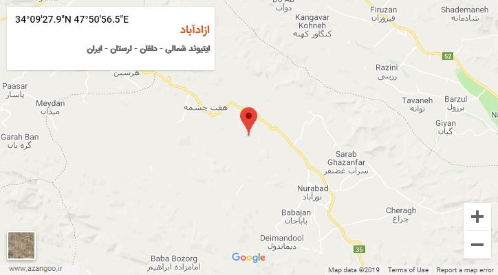 روستای ازادآباد بر روی نقشه