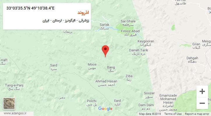روستای اذروند بر روی نقشه