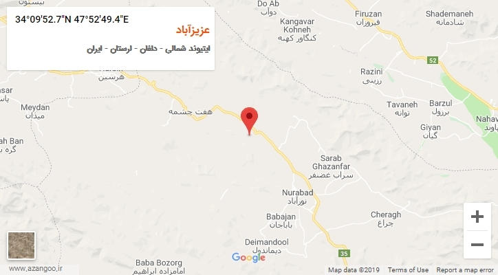 روستای عزیزآباد بر روی نقشه