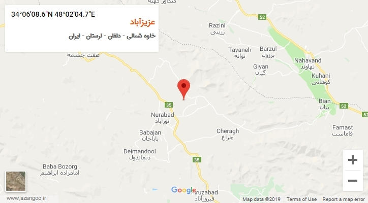 روستای عزیزآباد بر روی نقشه