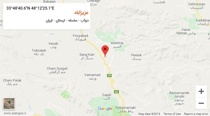 روستای عزیزآباد بر روی نقشه