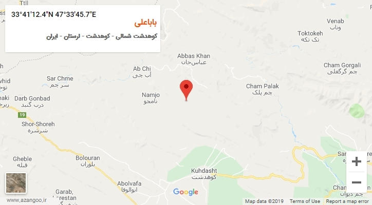 روستای باباعلی بر روی نقشه