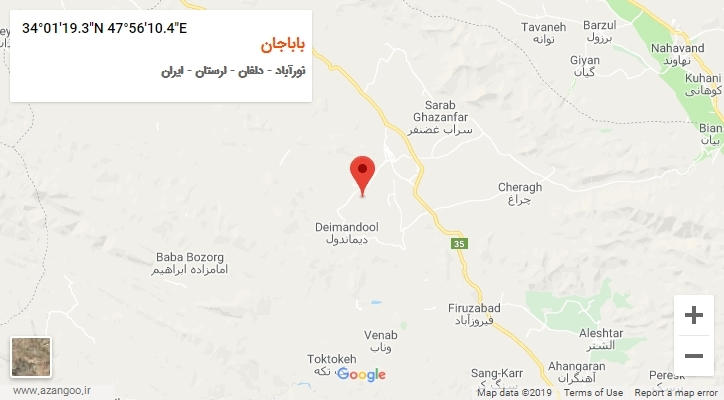 روستای باباجان بر روی نقشه