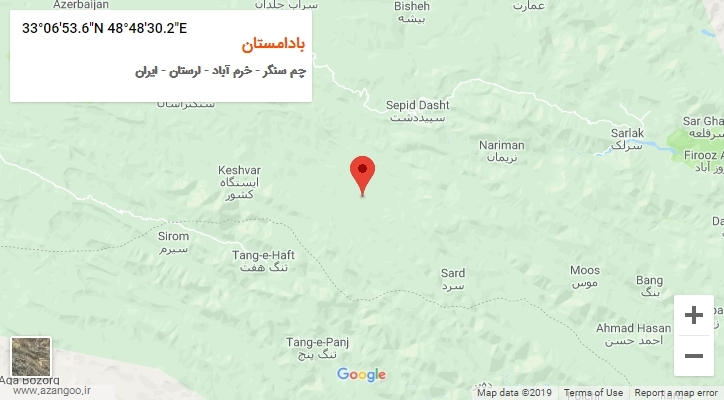 روستای بادامستان بر روی نقشه