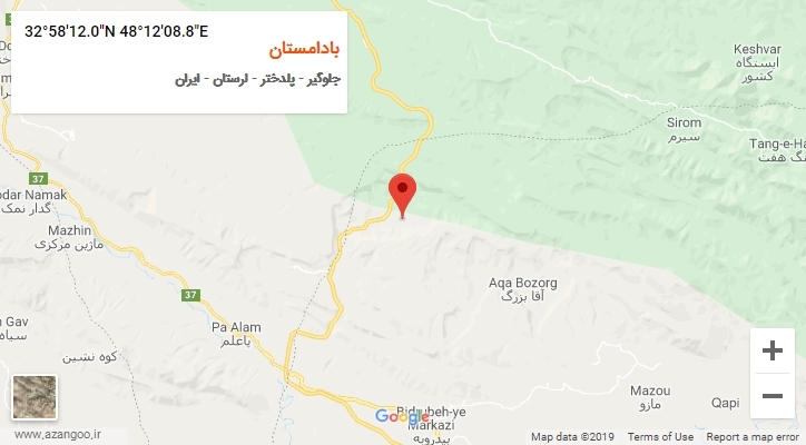 روستای بادامستان بر روی نقشه