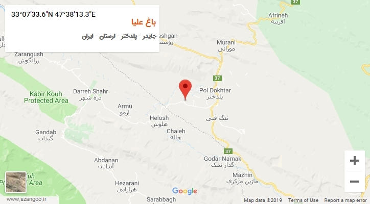 روستای باغ علیا بر روی نقشه