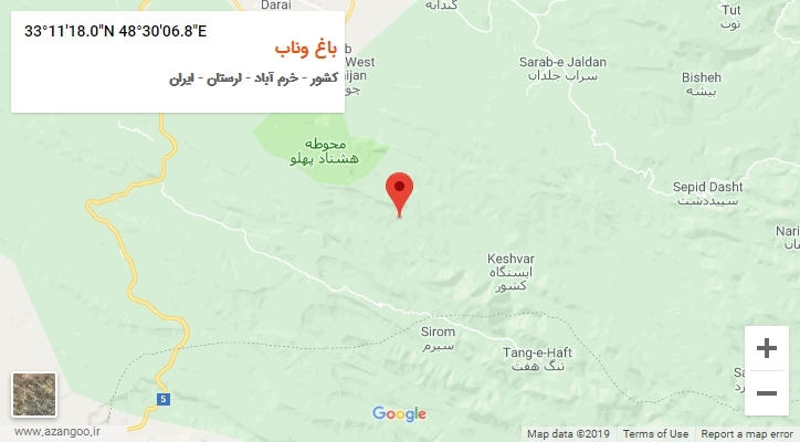 روستای باغ وناب بر روی نقشه