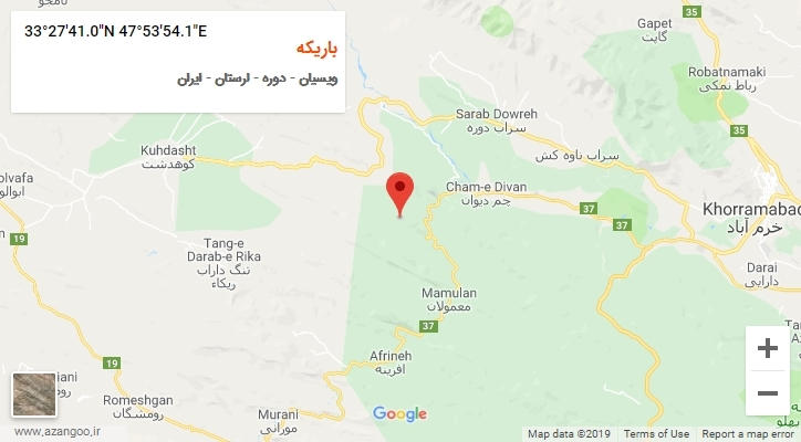 روستای باریکه بر روی نقشه