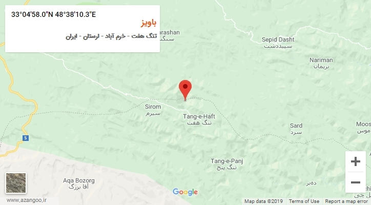 روستای باویز بر روی نقشه