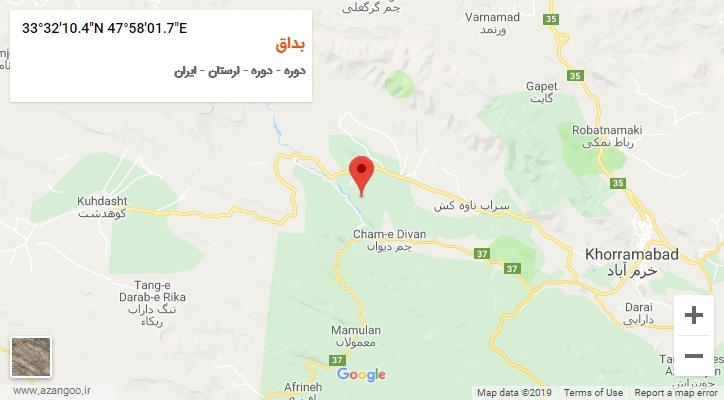 روستای بداق بر روی نقشه