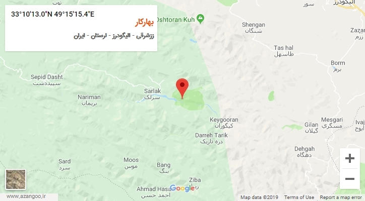 روستای بهارکار بر روی نقشه