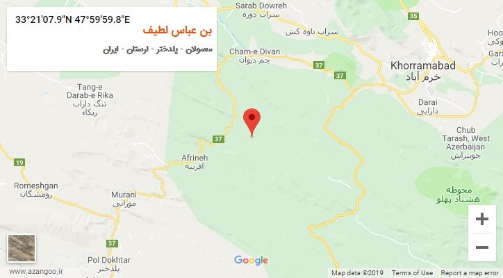 روستای بن عباس لطیف بر روی نقشه