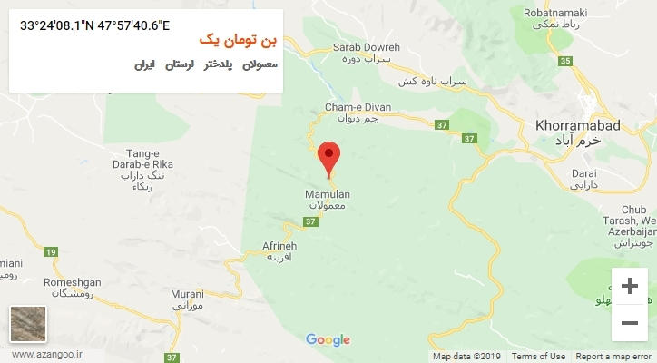 روستای بن تومان یک بر روی نقشه
