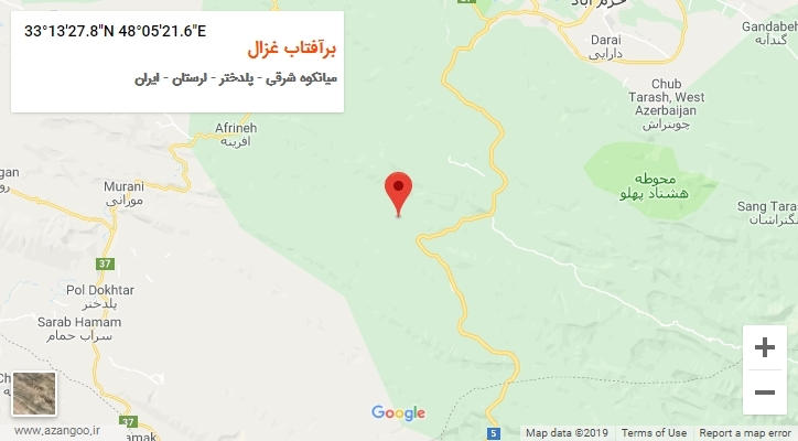 روستای برآفتاب غزال بر روی نقشه