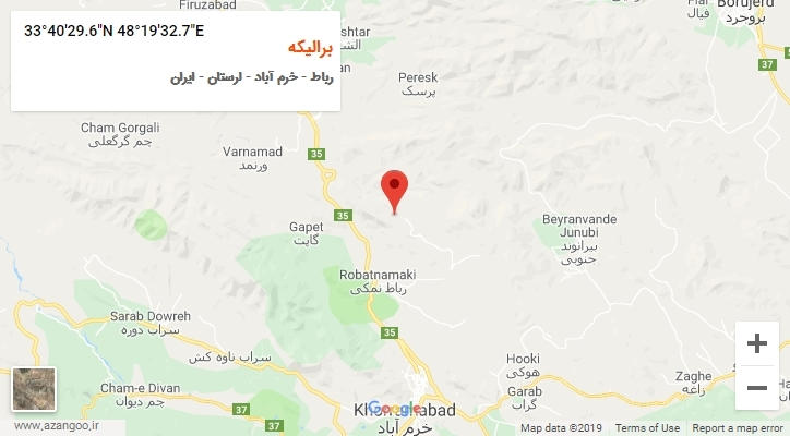 روستای برالیکه بر روی نقشه