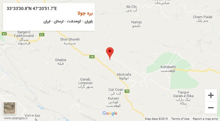 روستای بره جولا بر روی نقشه
