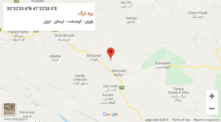 روستای بره ترک بر روی نقشه