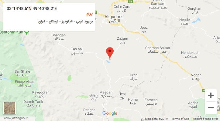 روستای برم بر روی نقشه