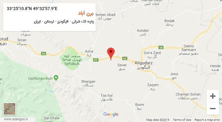 روستای برن آباد بر روی نقشه