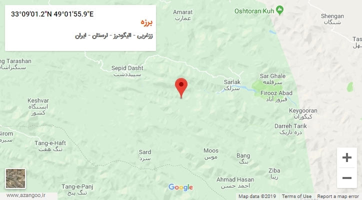 روستای برزه بر روی نقشه