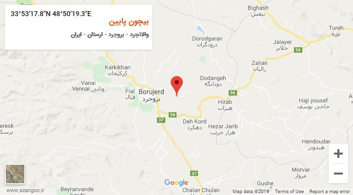 روستای بیچون پایین بر روی نقشه
