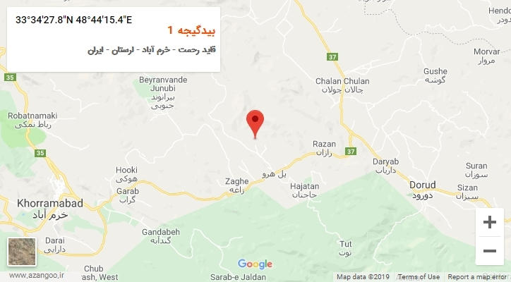 روستای بیدگیجه 1 بر روی نقشه