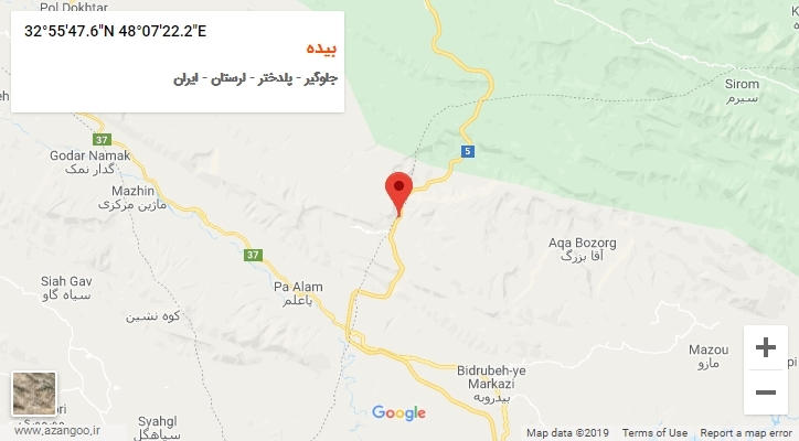 روستای بیده بر روی نقشه