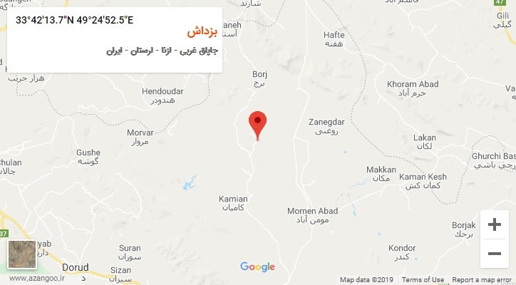روستای بزداش بر روی نقشه