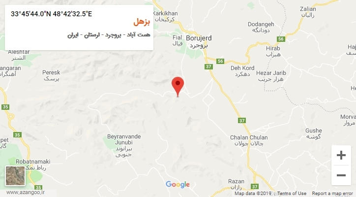 روستای بزهل بر روی نقشه