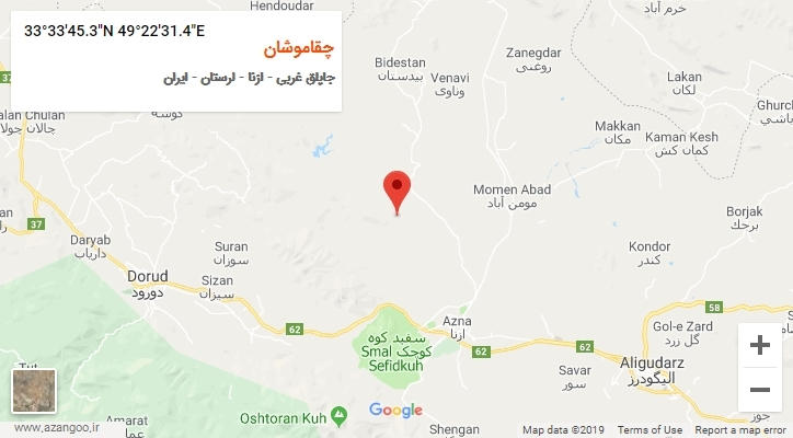 روستای چقاموشان بر روی نقشه