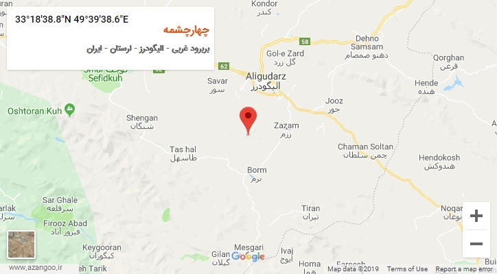 روستای چهارچشمه بر روی نقشه