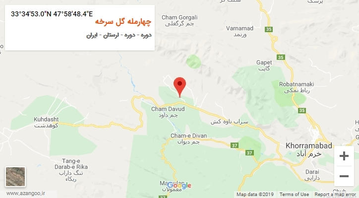 روستای چهارمله گل سرخه بر روی نقشه