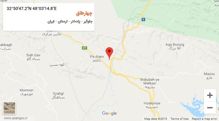روستای چهارطاق بر روی نقشه