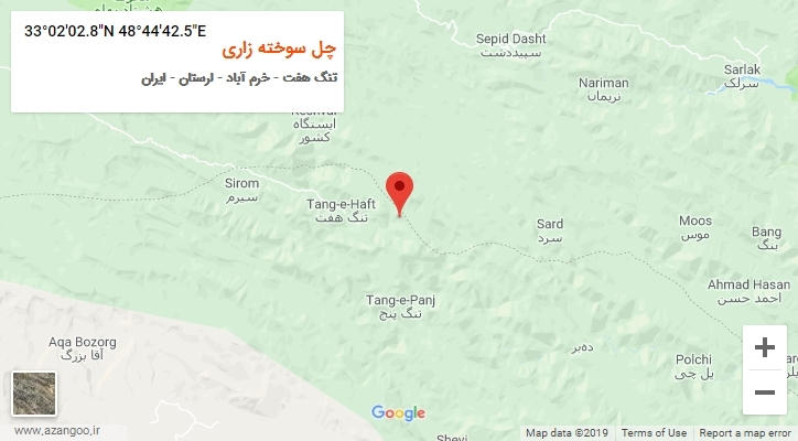 روستای چل سوخته زاری بر روی نقشه