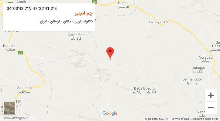 روستای چم انجیر بر روی نقشه