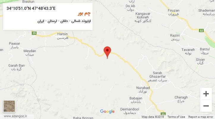 روستای چم بور بر روی نقشه