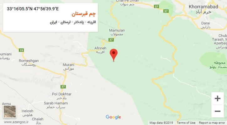 روستای چم قبرستان بر روی نقشه