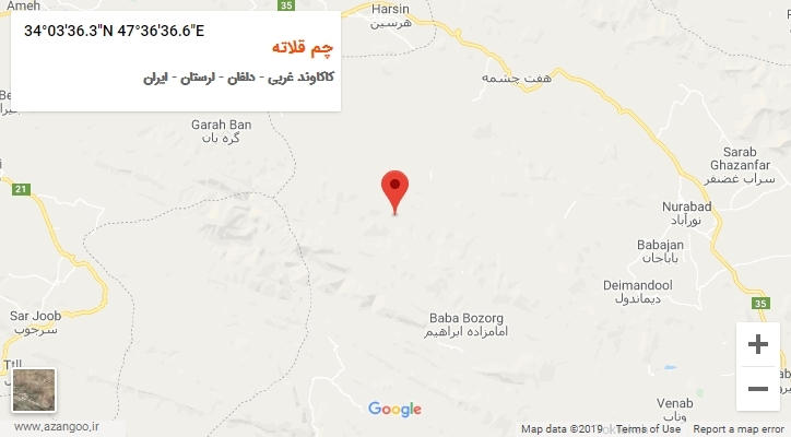 روستای چم قلاته بر روی نقشه