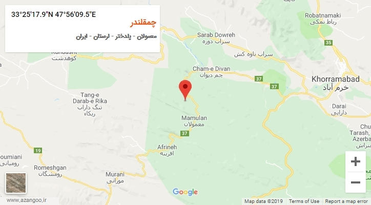 روستای چمقلندر بر روی نقشه