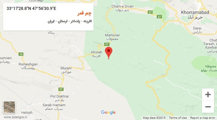 روستای چم قمر بر روی نقشه