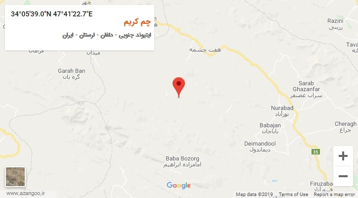 روستای چم کریم بر روی نقشه