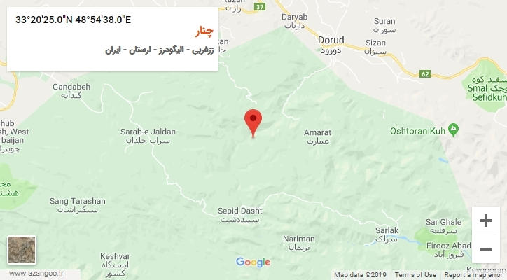 روستای چنار بر روی نقشه