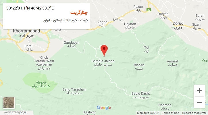 روستای چنارگریت بر روی نقشه