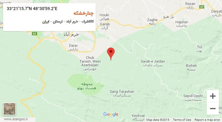 روستای چنارخشکه بر روی نقشه