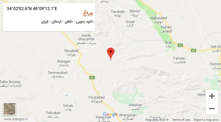 روستای چراغ بر روی نقشه