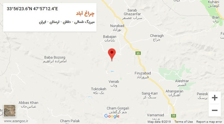 روستای چراغ آباد بر روی نقشه