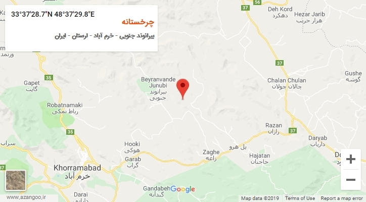 روستای چرخستانه بر روی نقشه