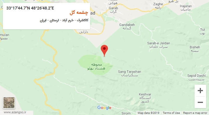 روستای چشمه گل بر روی نقشه